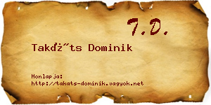 Takáts Dominik névjegykártya